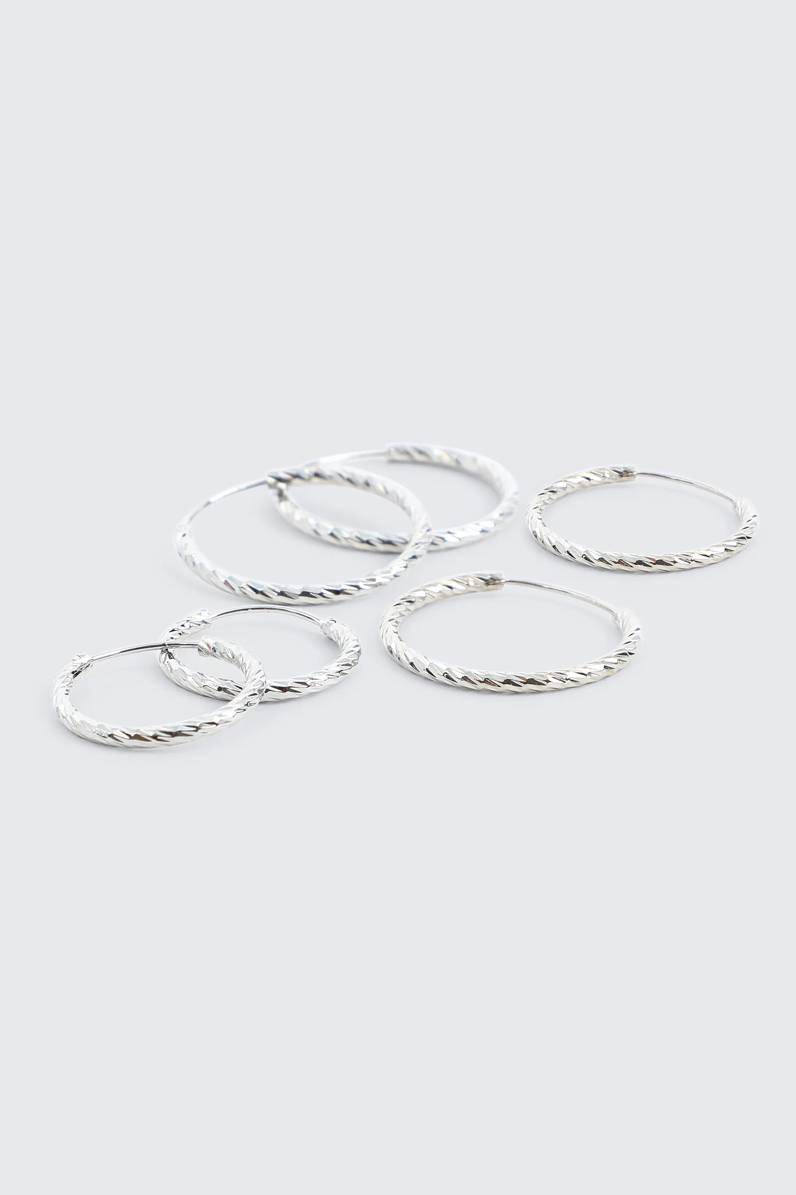 3-Pack 14K White Gold Plated Hoop Earrings - Image 3