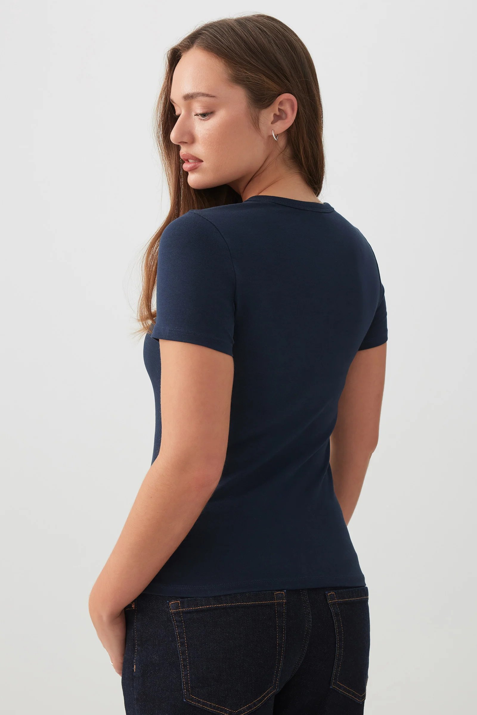 Basic Fitted Short Sleeve T-Shirt - Image 4