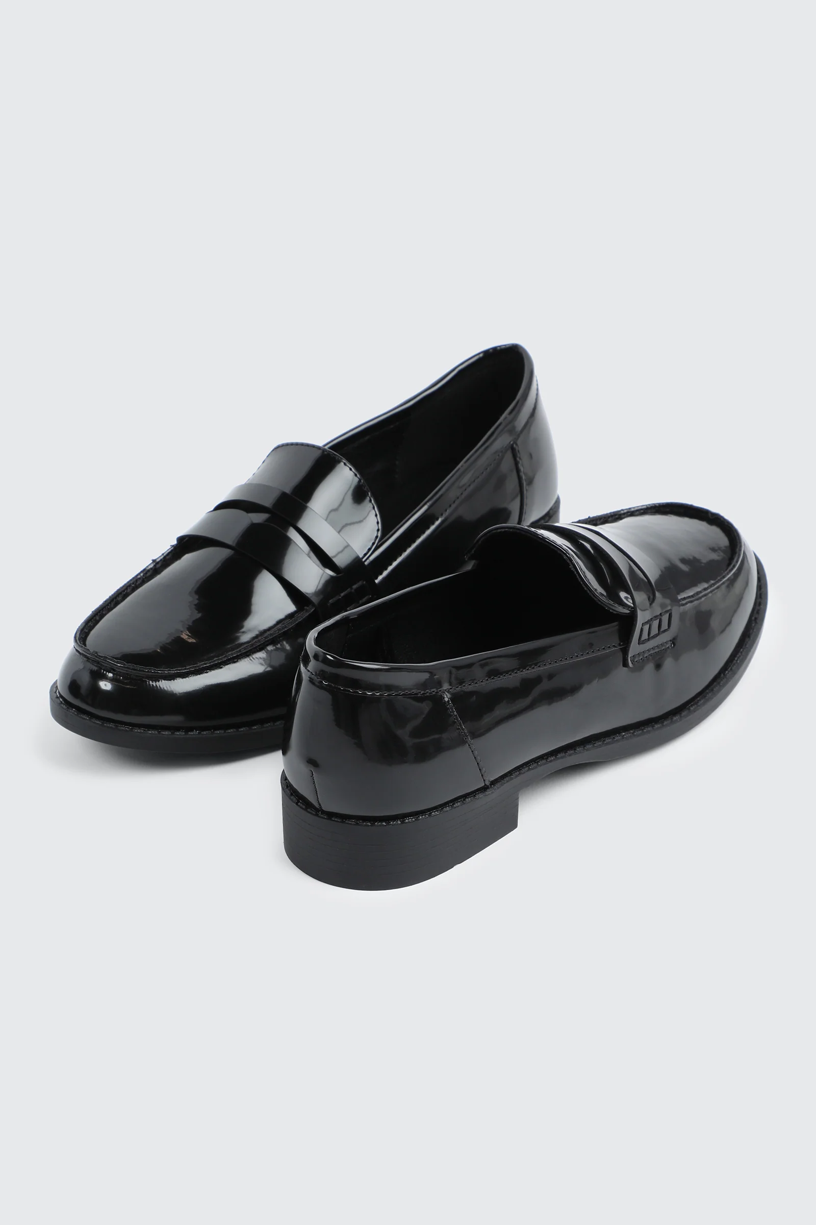 Black Faux Leather Loafers - Image 3