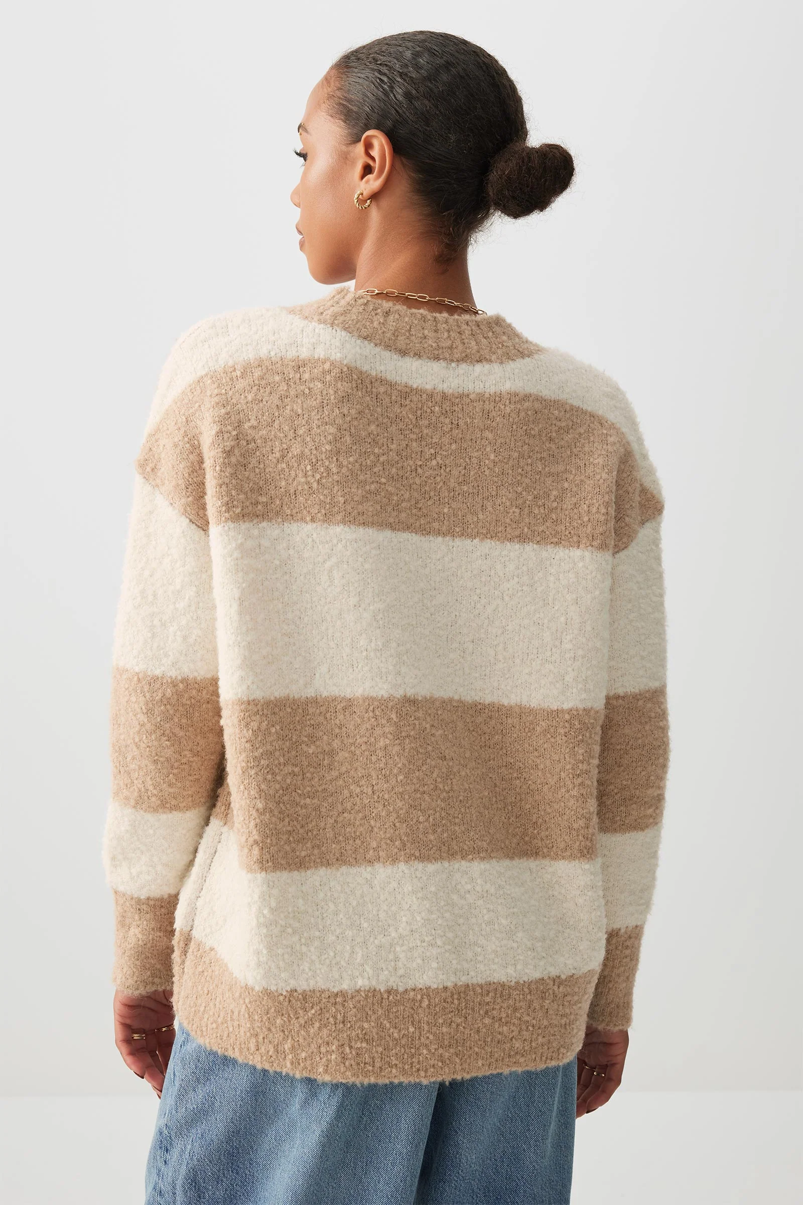 Bouclé Oversized V-Neck Sweater - Image 4