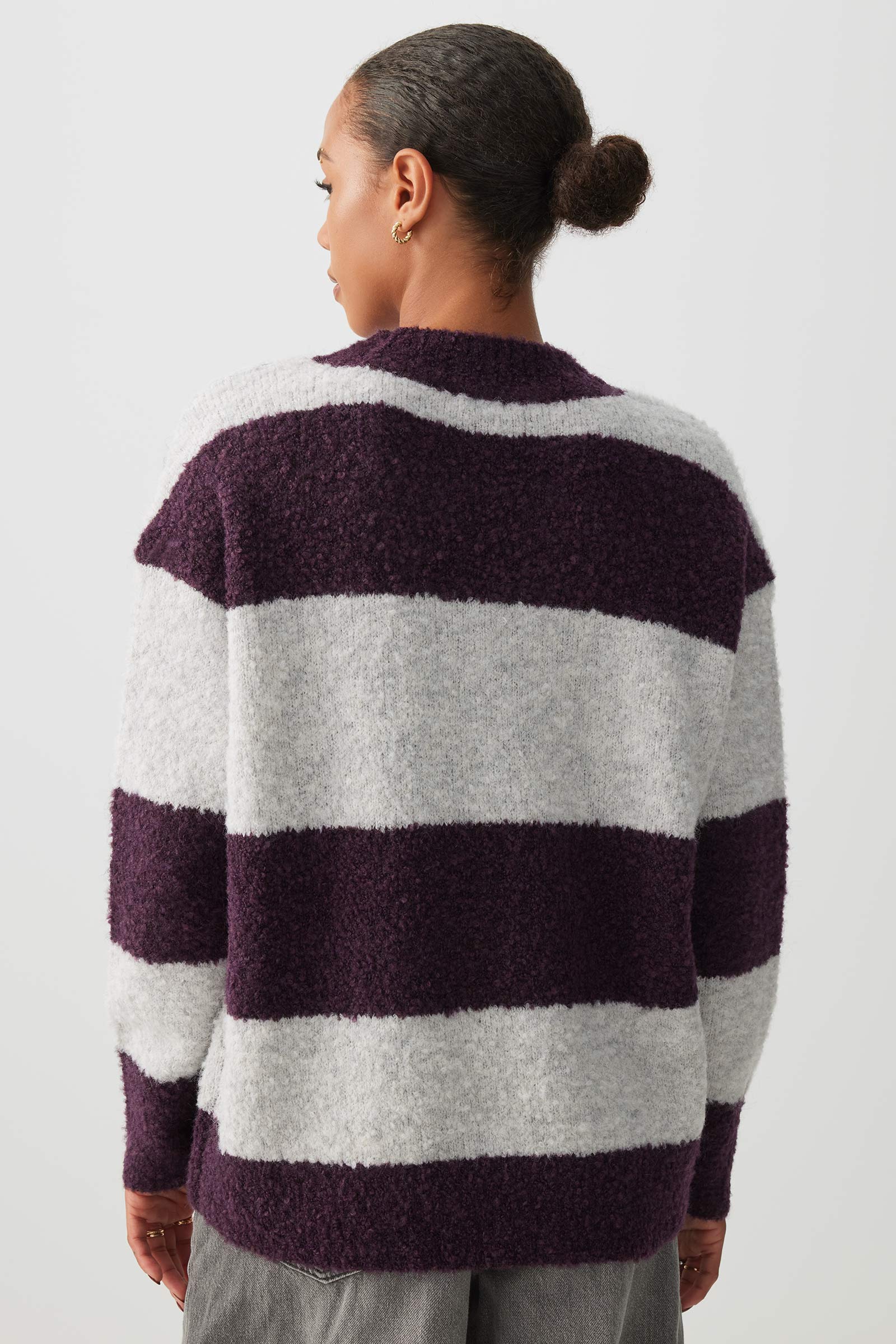 Bouclé Oversized V-Neck Sweater - Image 4