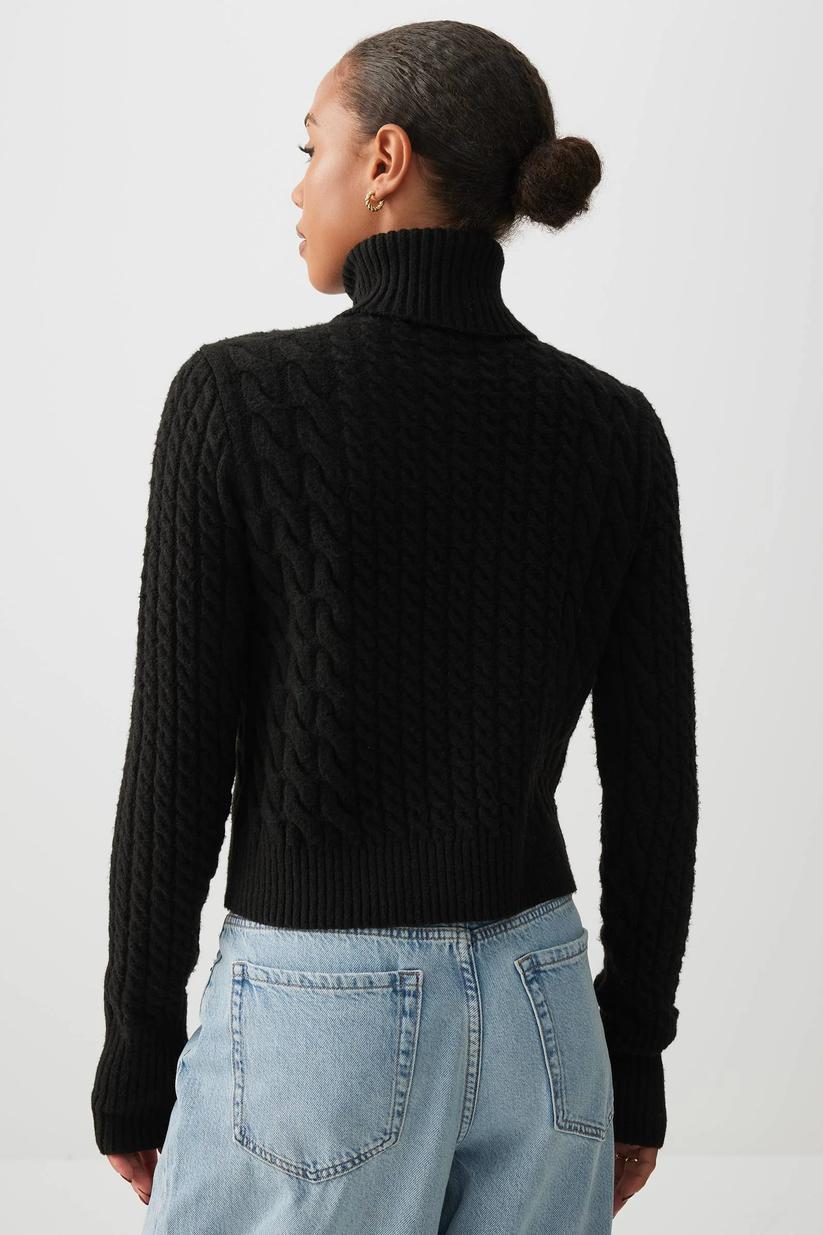 Cable Knit Crop Turtleneck Sweater - Image 4