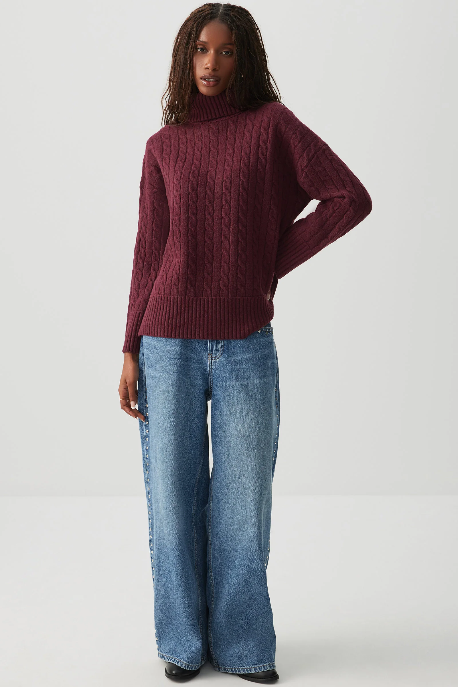 Cable Knit Turtleneck Sweater - Image 3