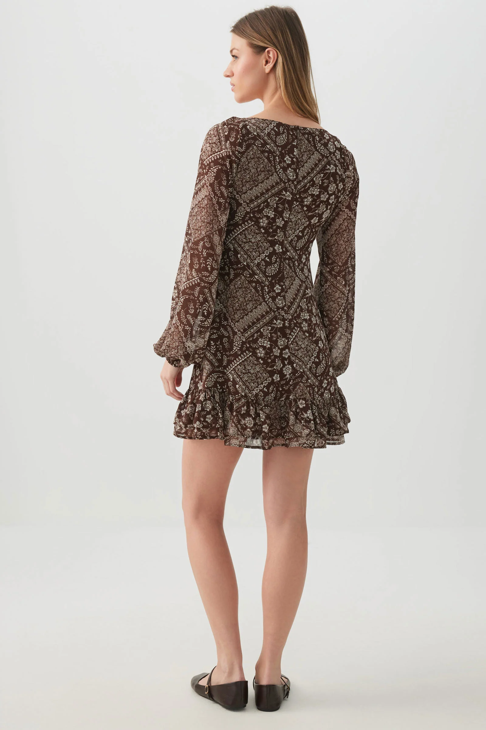 Chiffon Long Sleeve Mini Dress - Image 4