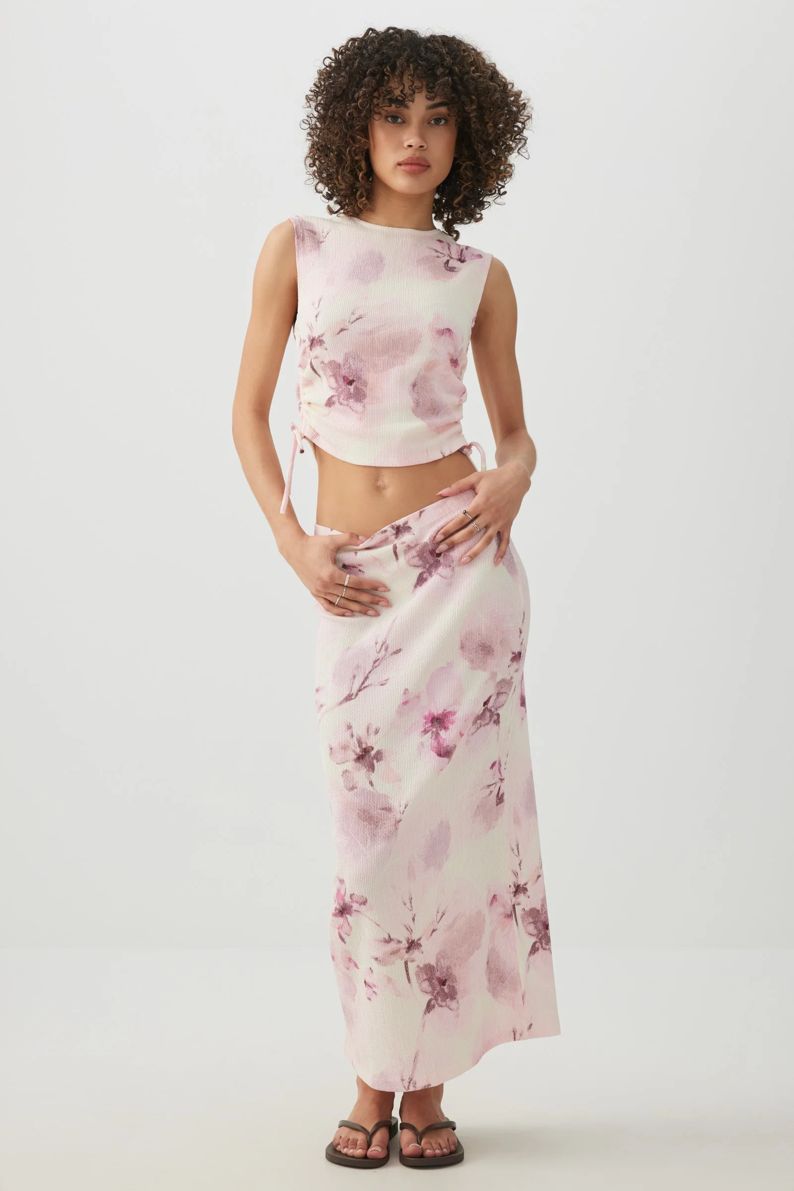 Cropped Tank Top with Side Shirring - Image 3