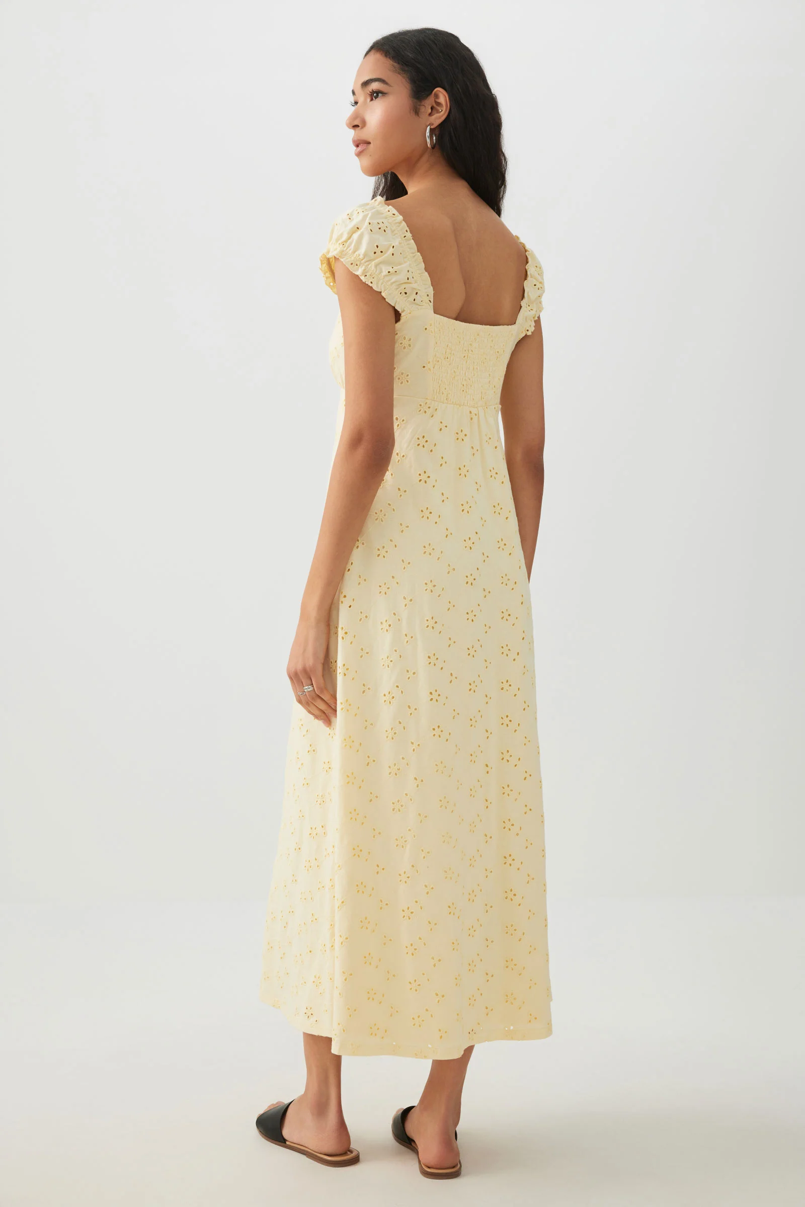 Eyelet Peasant Midi Dress - Image 4