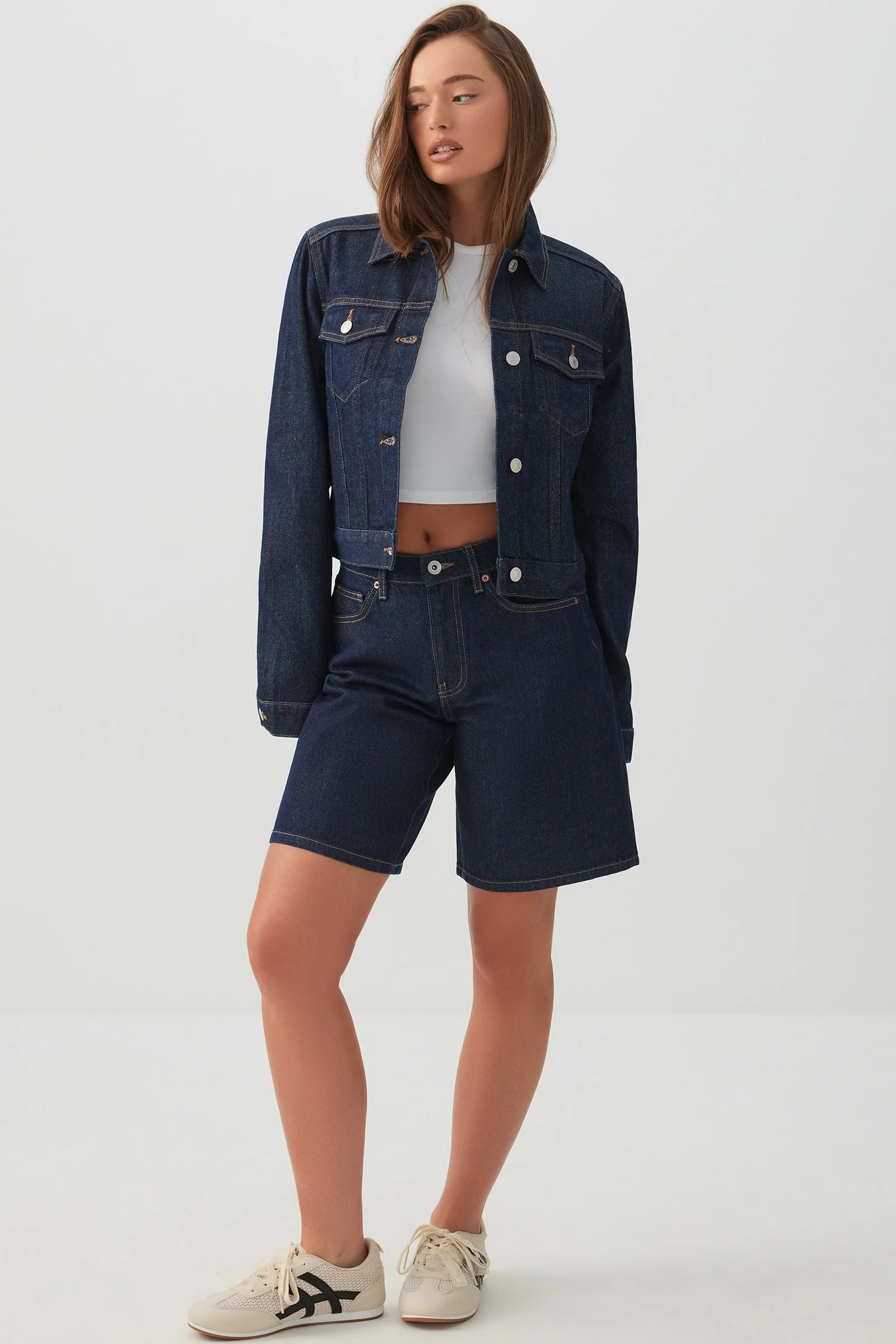 High Rise Denim Bermuda Shorts - Image 5