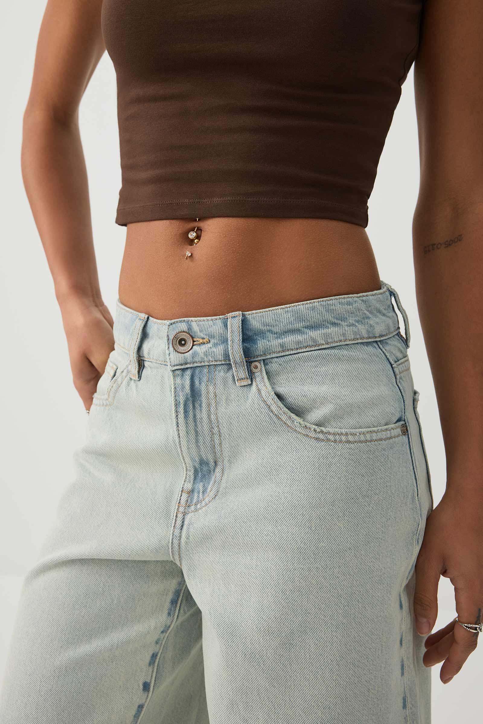 High Rise Denim Bermuda Shorts - Image 3