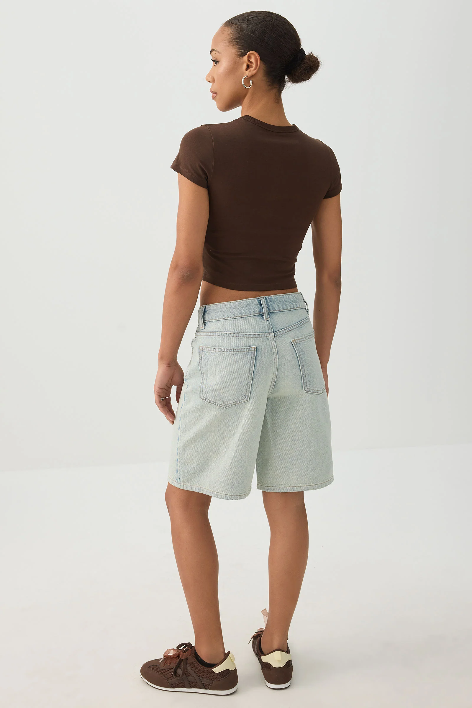 High Rise Denim Bermuda Shorts - Image 4