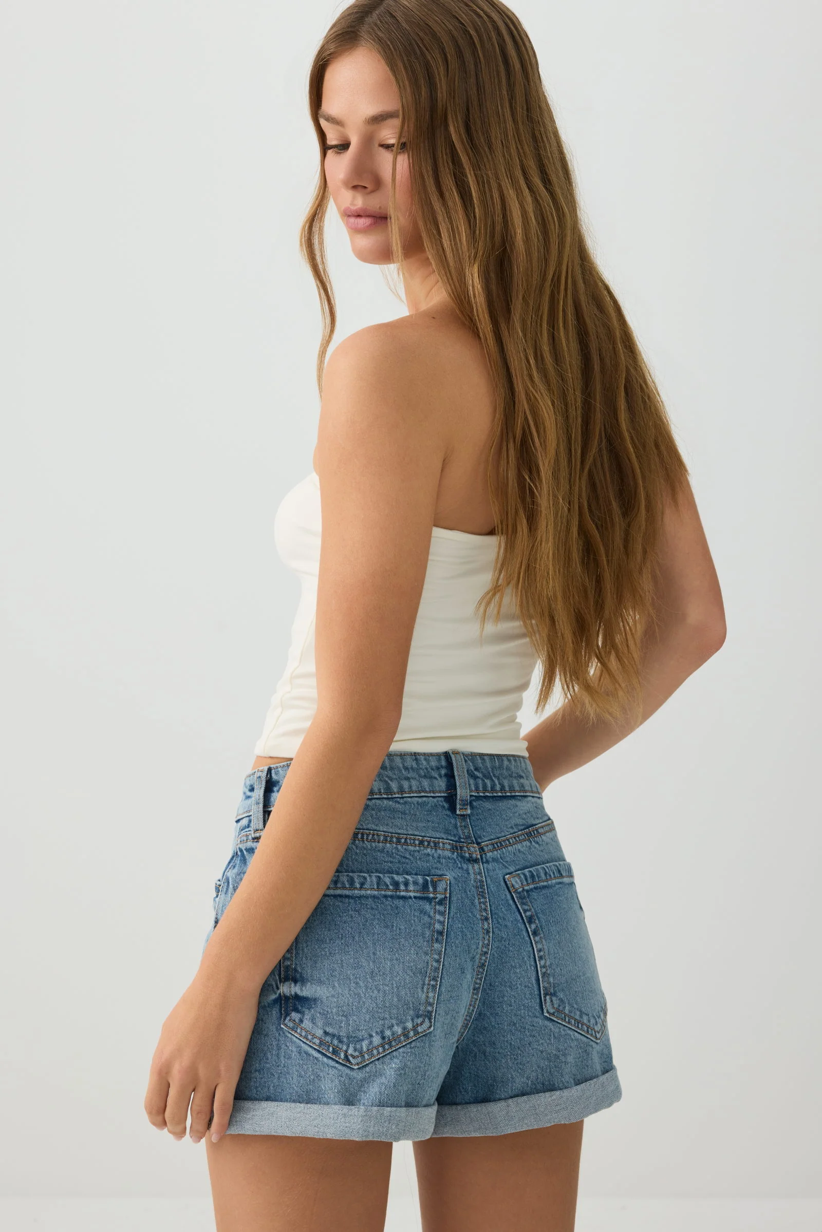High Rise Mom Denim Shorts - Image 4
