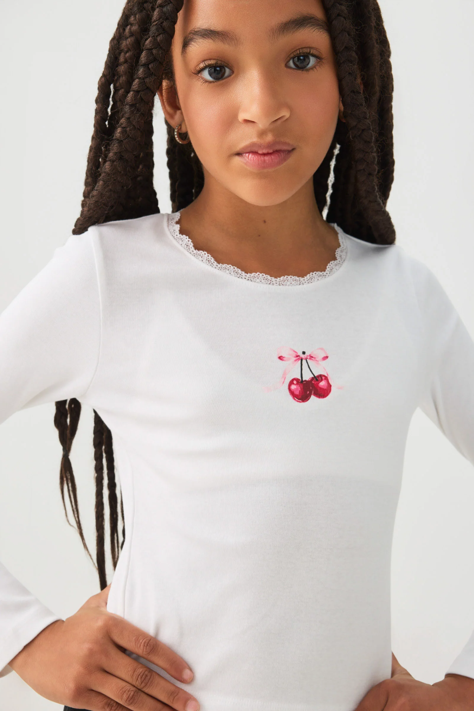 Lace Trim Long Sleeve T-Shirt - Image 3