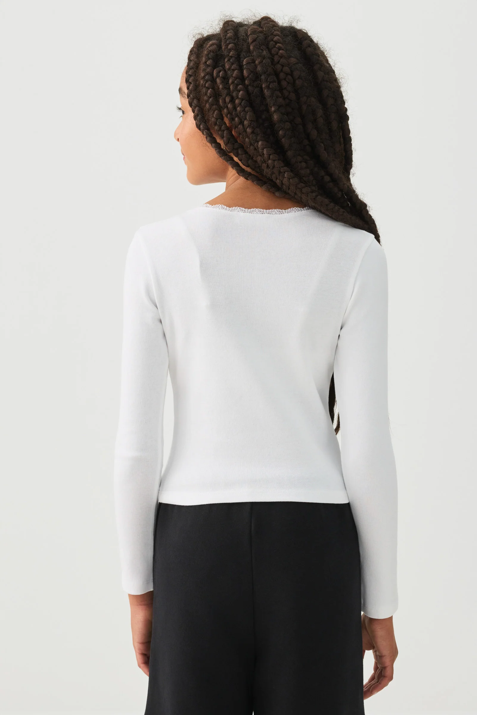 Lace Trim Long Sleeve T-Shirt - Image 4