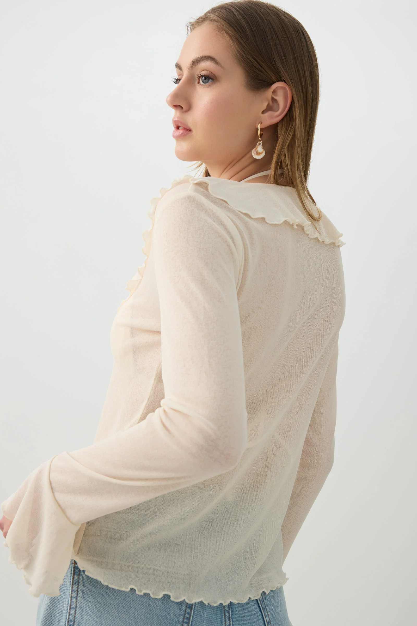 Long Sleeve Blouse with Frills - Image 4