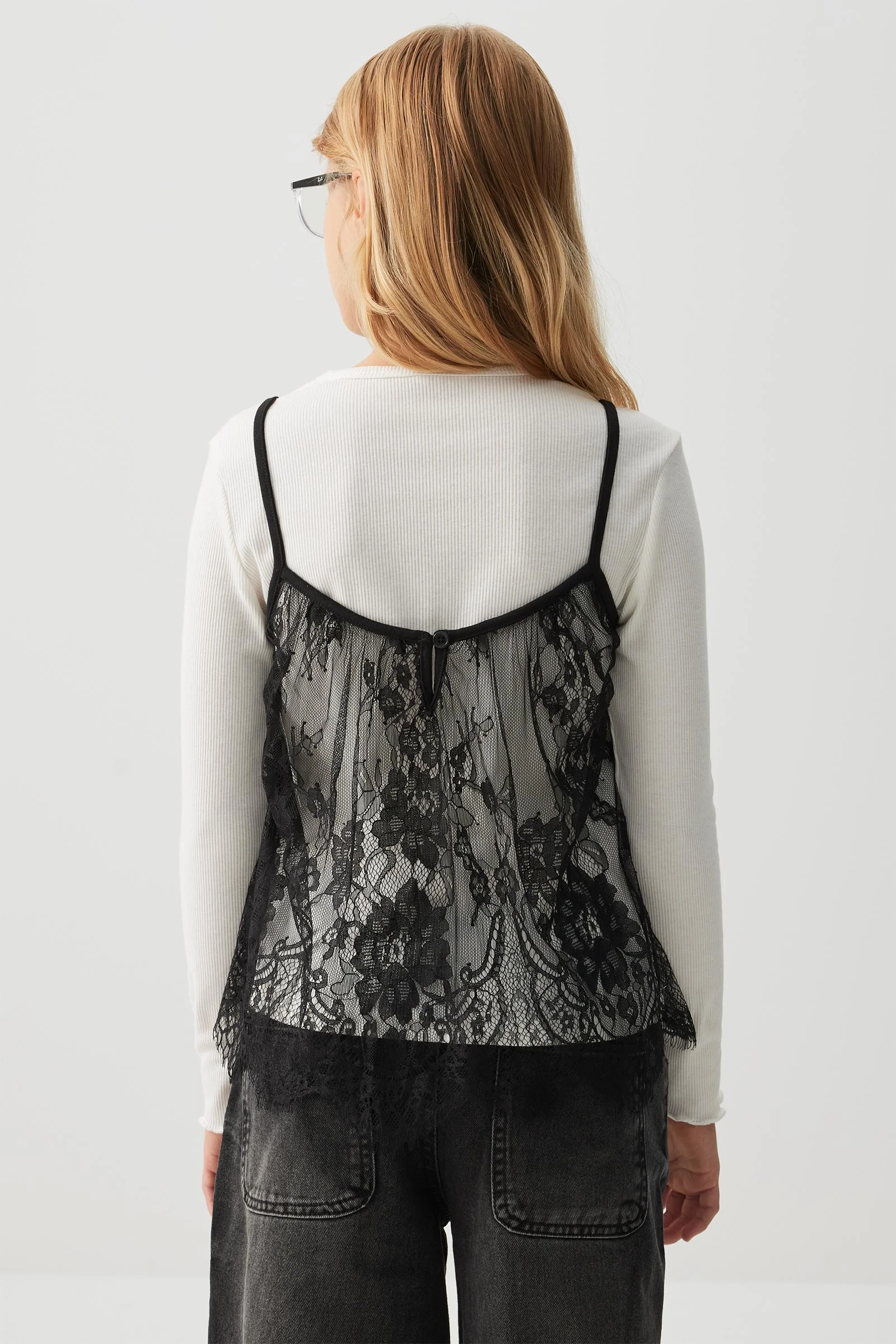 Long Sleeve Top with Lace Tank - Image 4