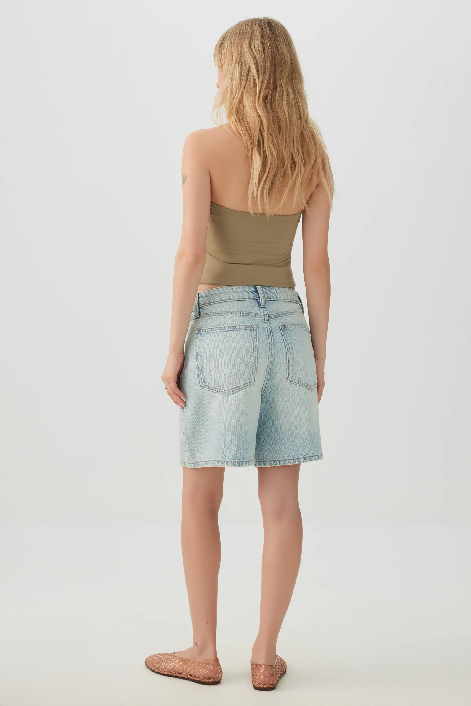 Mid Rise Denim Relaxed Bermuda Shorts - Image 4