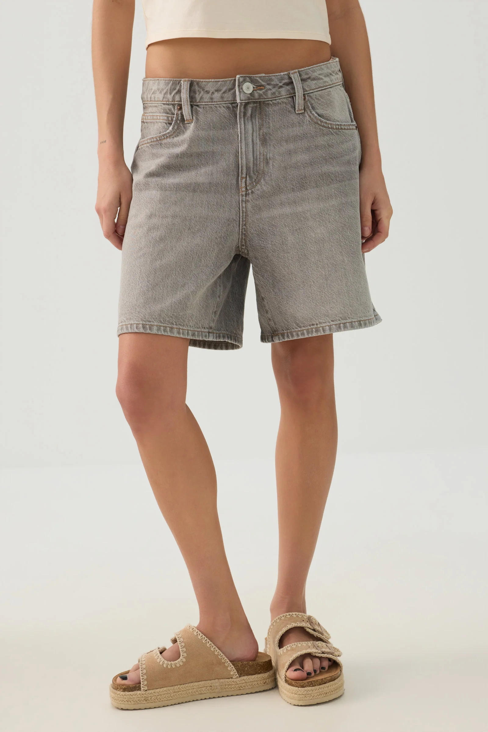 Mid Rise Denim Relaxed Bermuda Shorts - Image 3