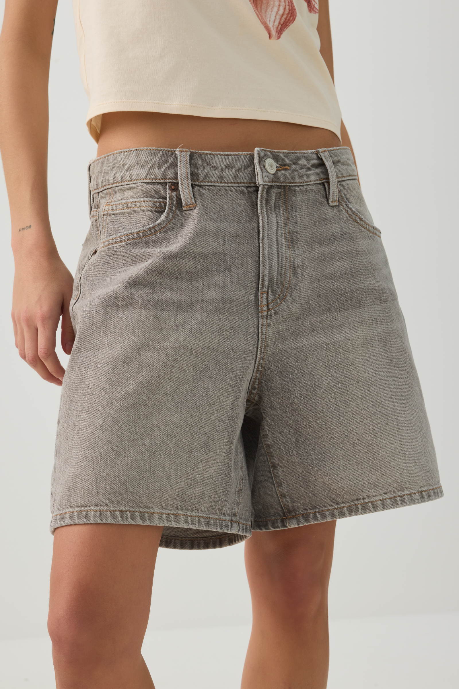Mid Rise Denim Relaxed Bermuda Shorts - Image 4