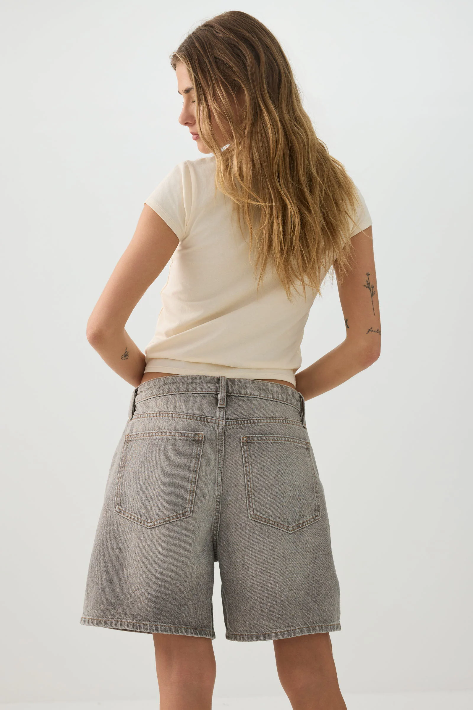 Mid Rise Denim Relaxed Bermuda Shorts - Image 5