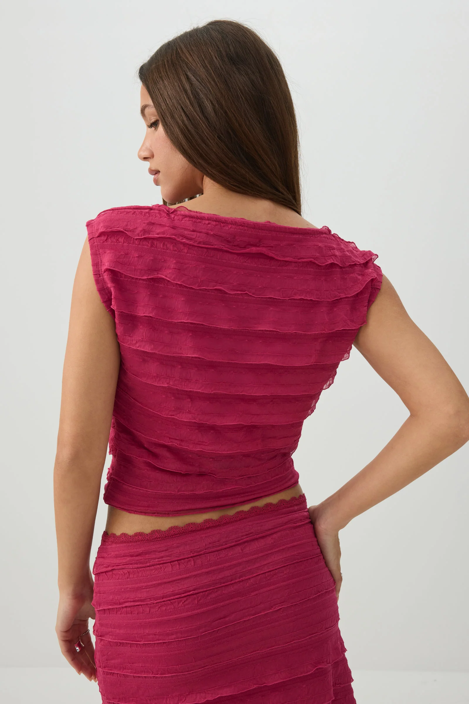 One Shoulder Ruffle Crop Top - Image 4
