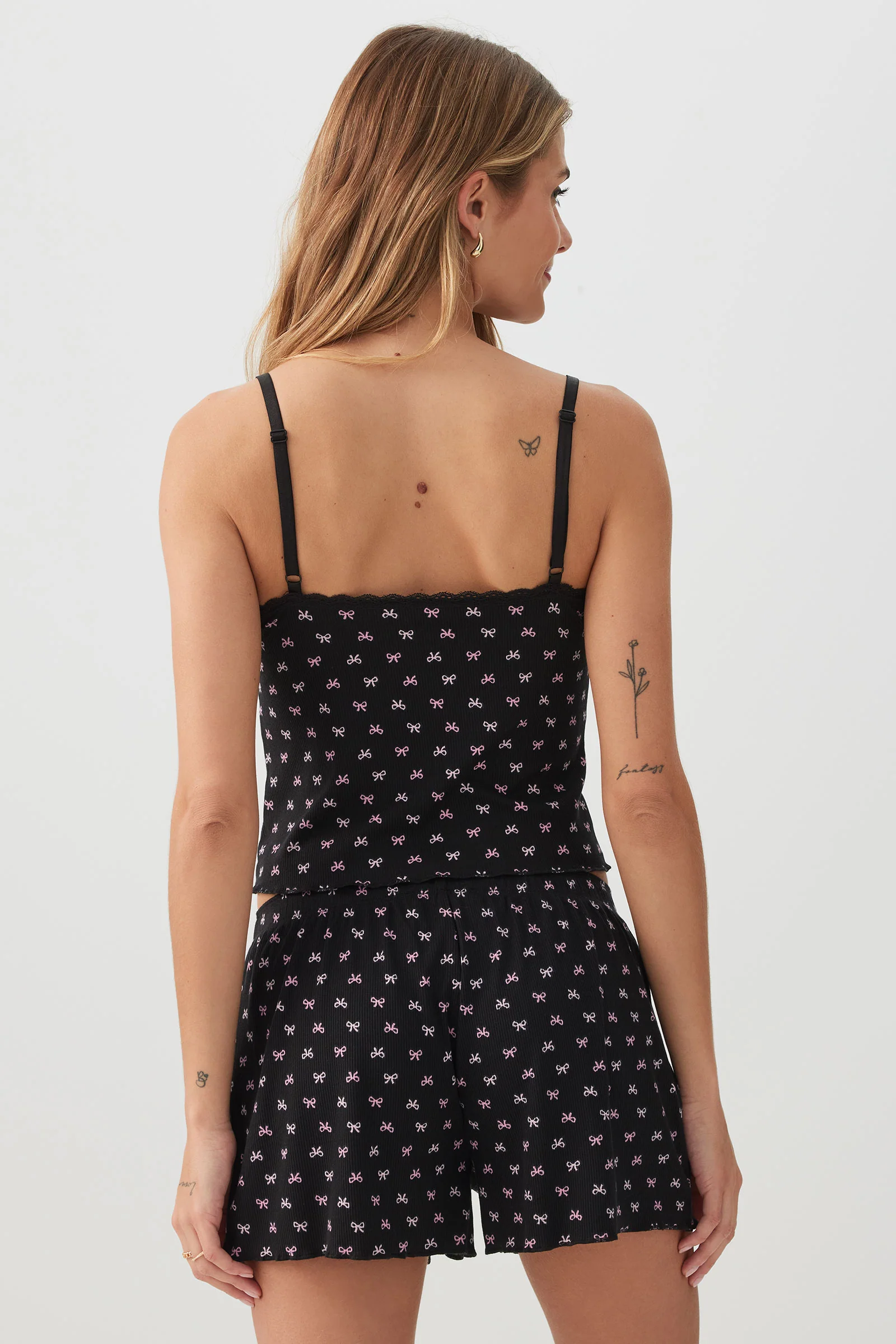 Rib PJ Set with Lace Details - Image 4