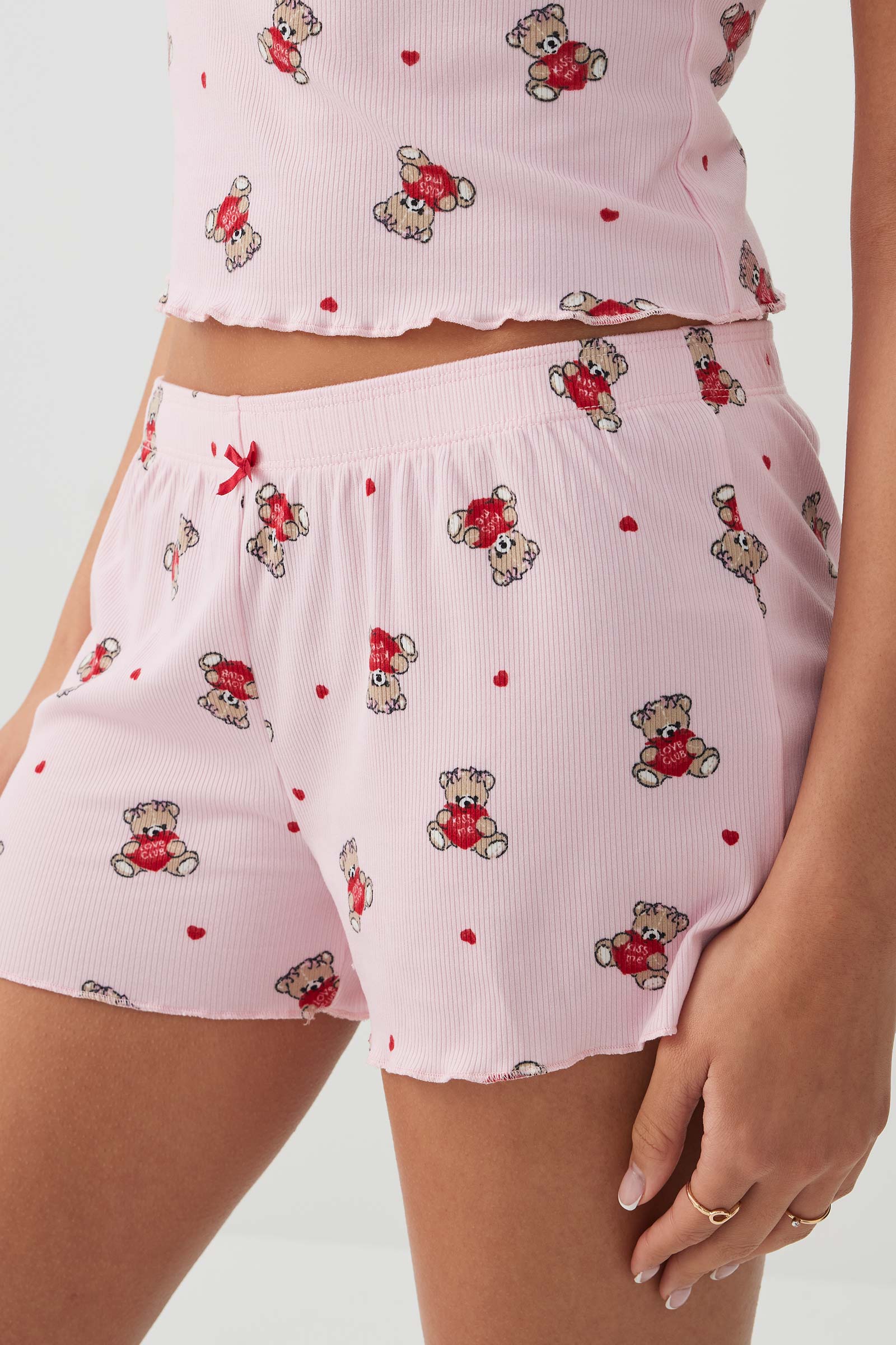 Rib PJ Set with Lace Details - Image 3