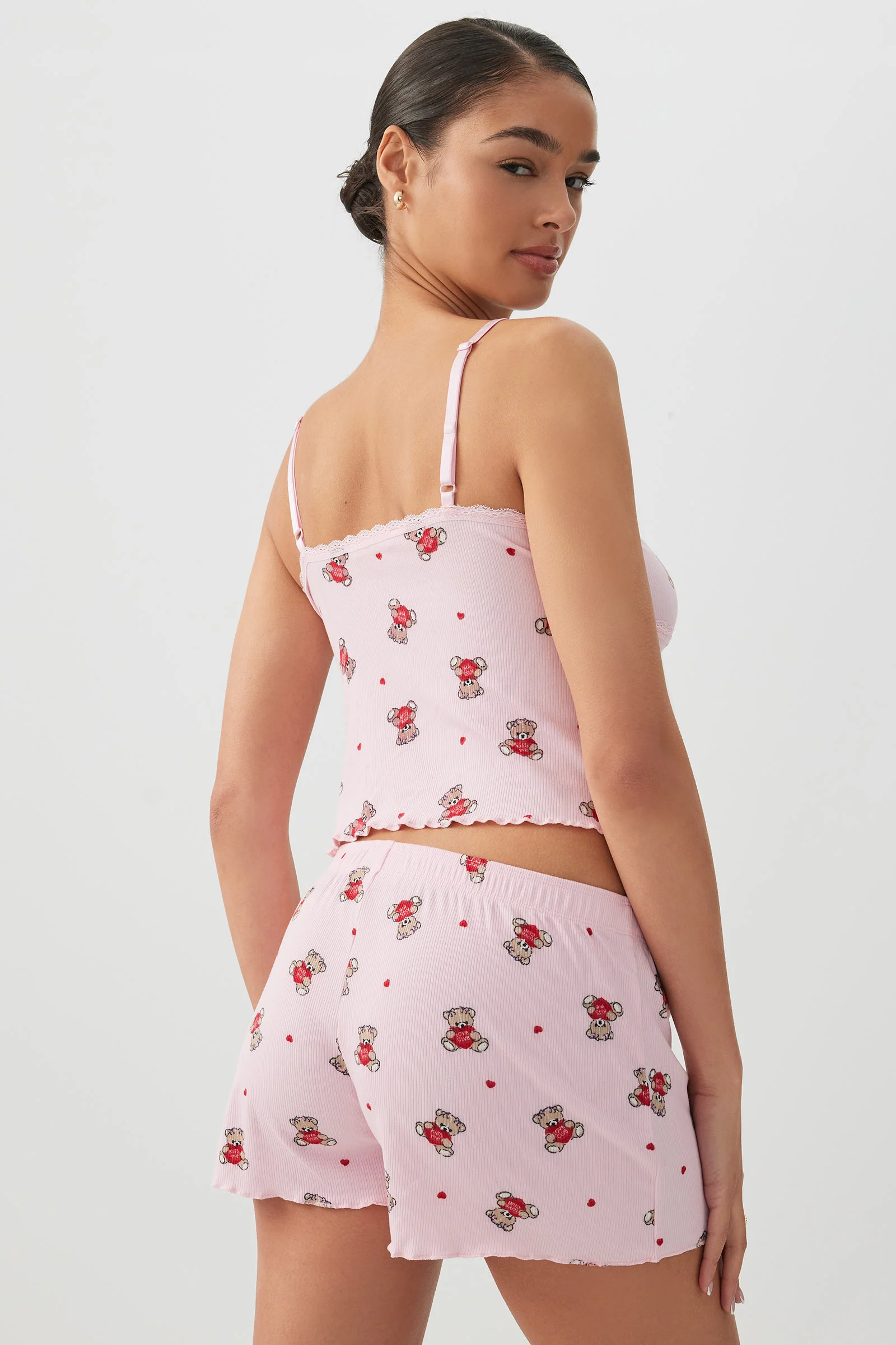 Rib PJ Set with Lace Details - Image 4