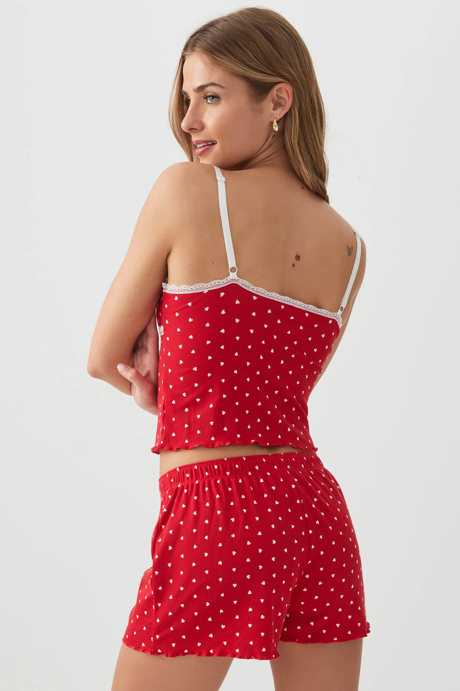 Rib PJ Set with Lace Details - Image 4