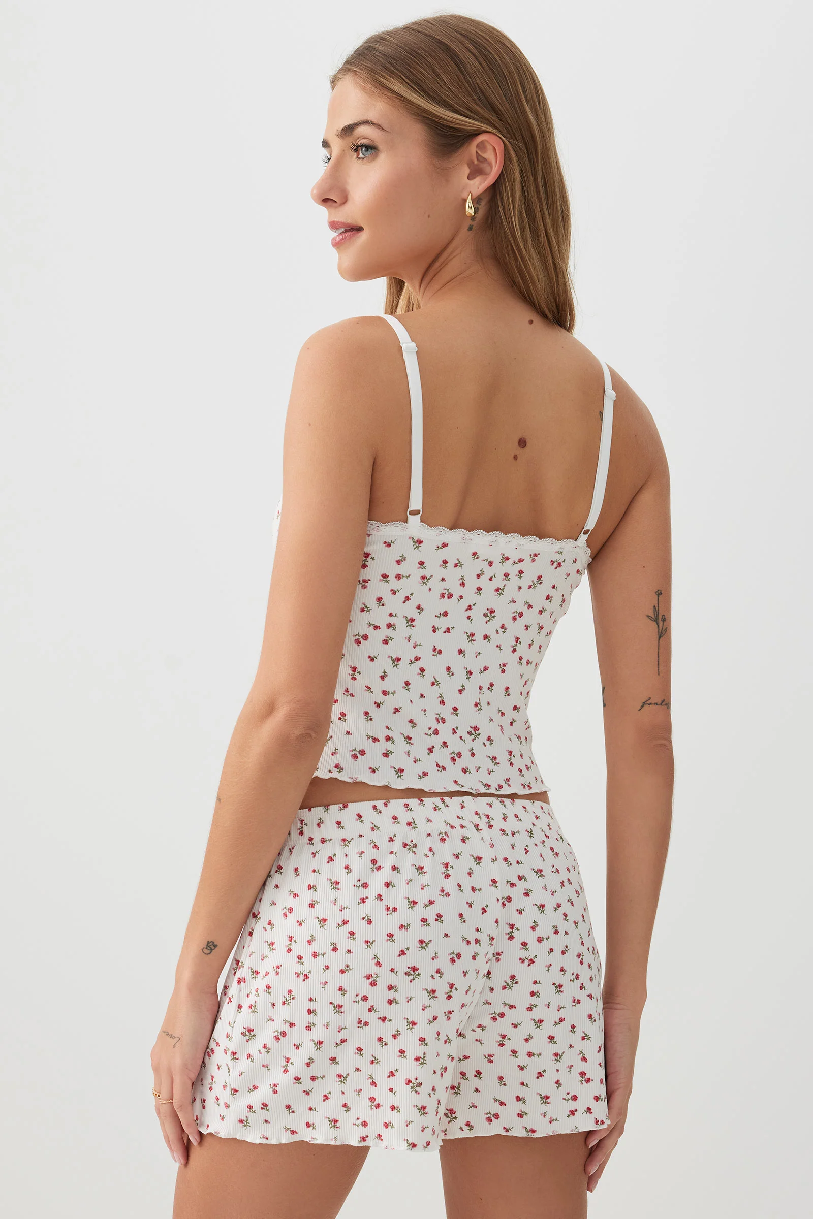 Rib PJ Set with Lace Details - Image 4