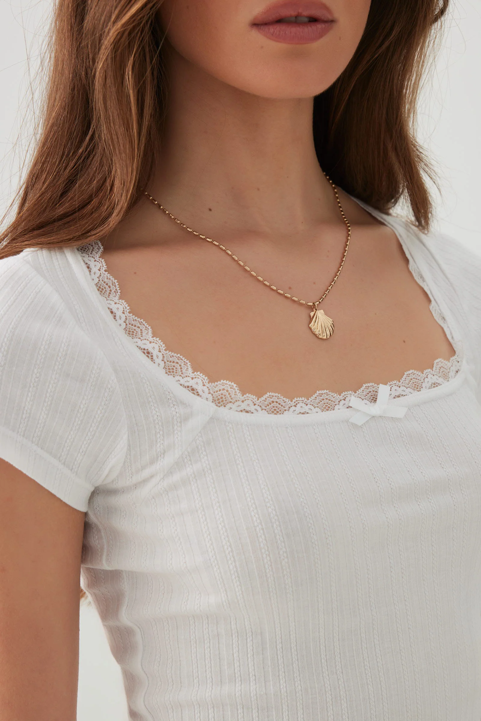 Scoop Neck T-Shirt with Lace Trim - Image 3