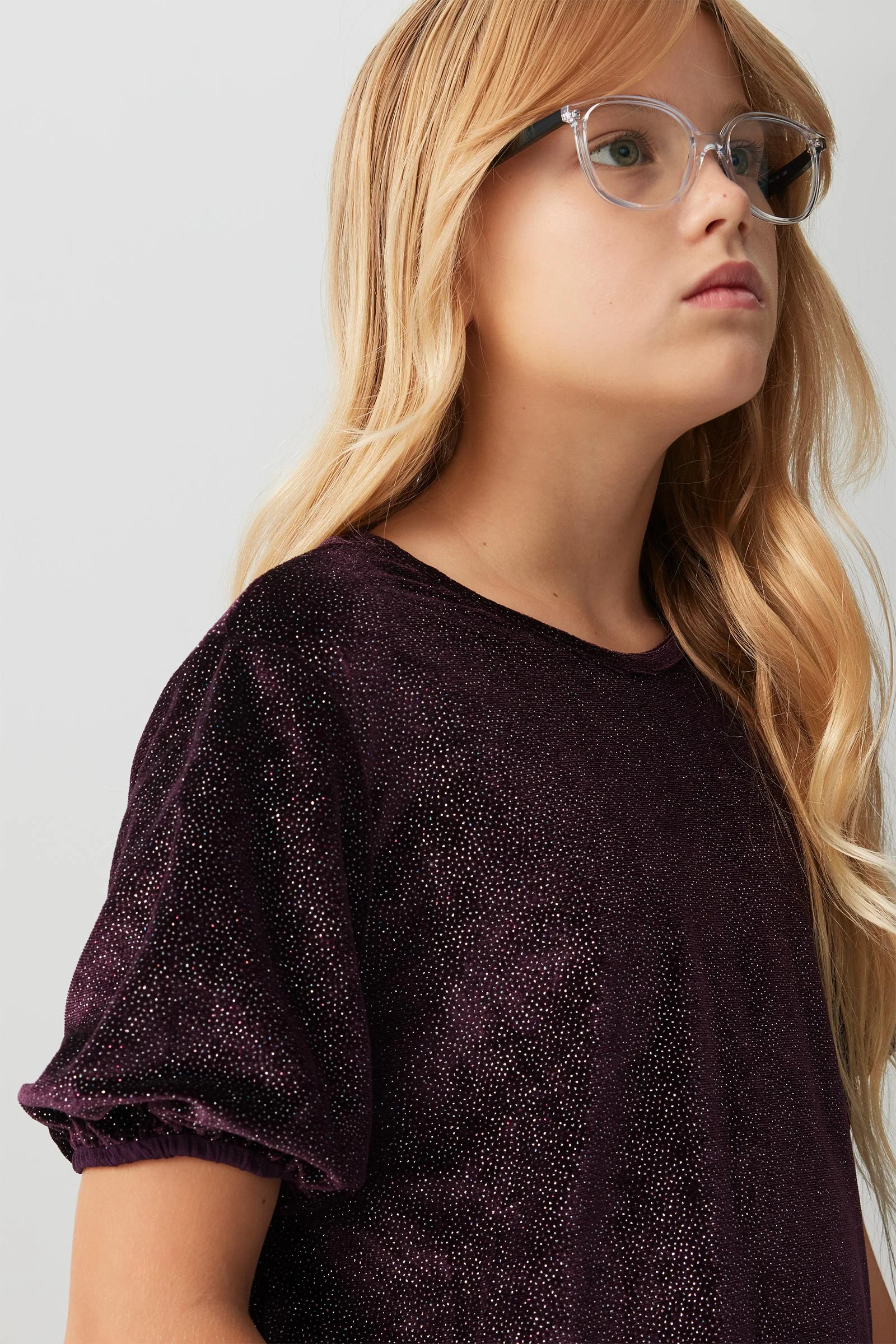 Shiny Velvet Puff Sleeve Top - Image 4
