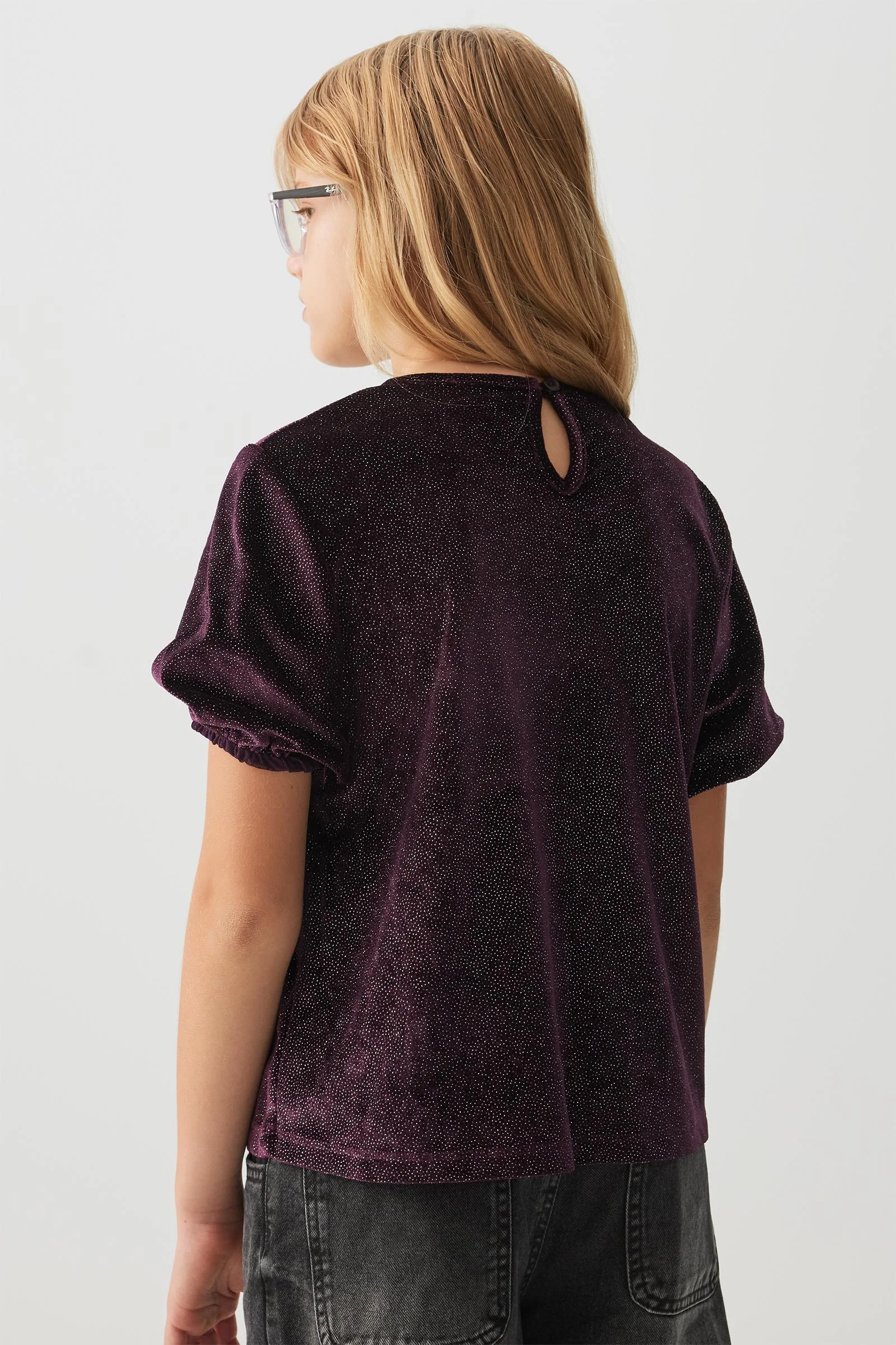 Shiny Velvet Puff Sleeve Top - Image 5