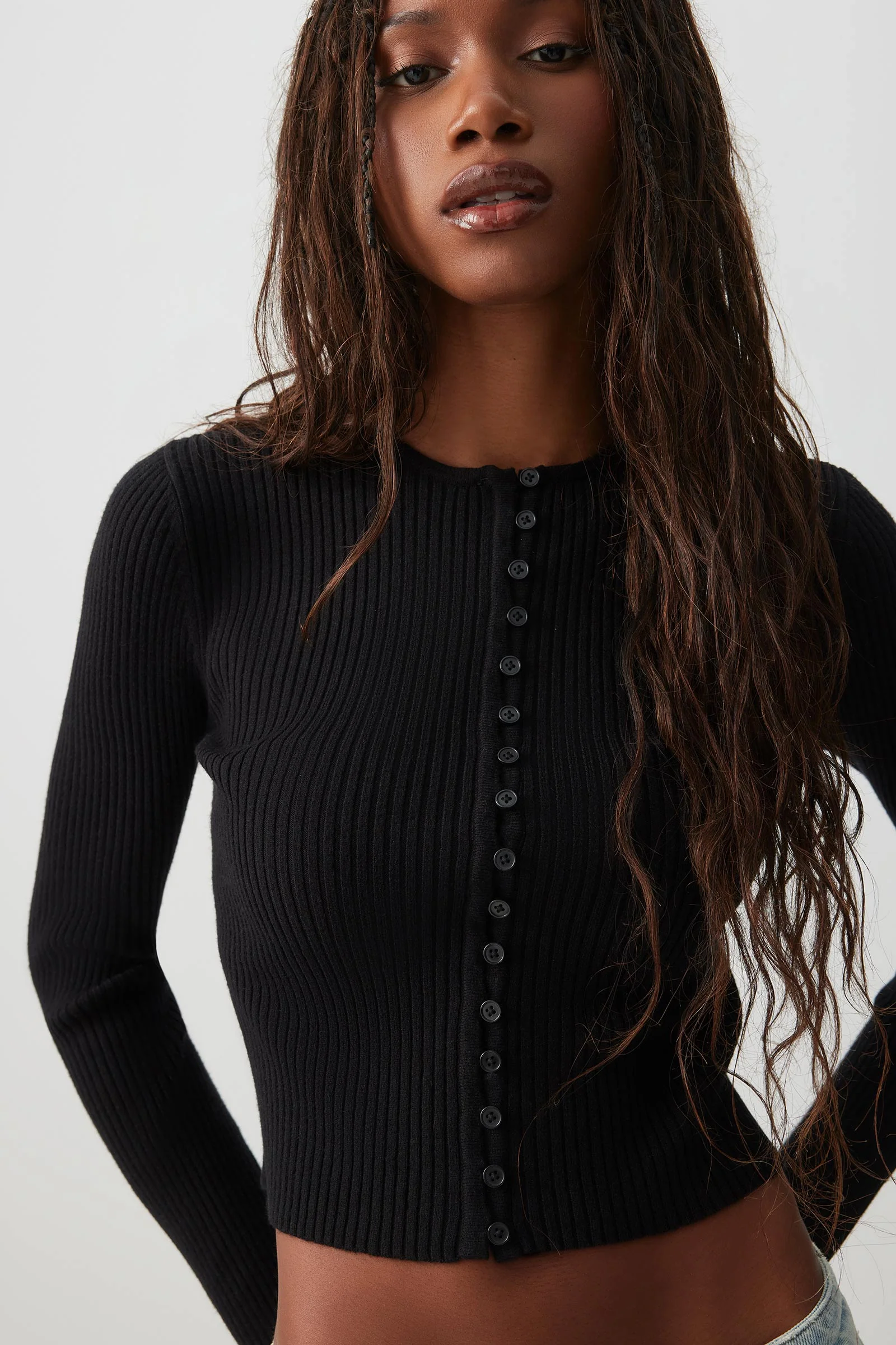 Short Cardigan with Removable Faux Fur Collar - Image 3