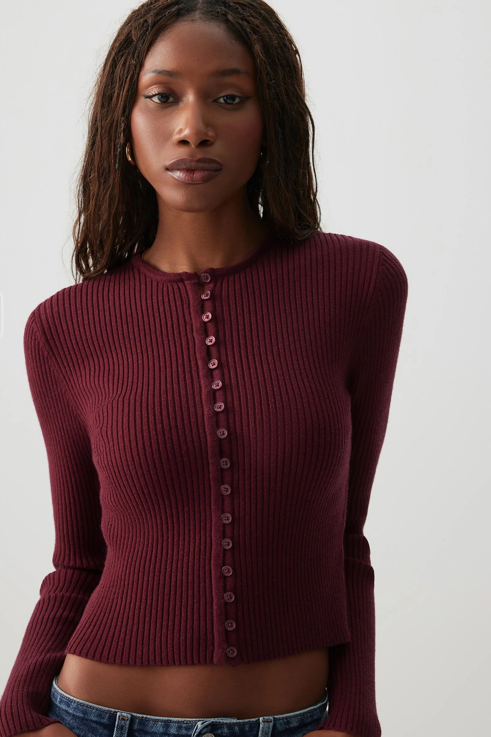 Short Cardigan with Removable Faux Fur Collar - Image 3