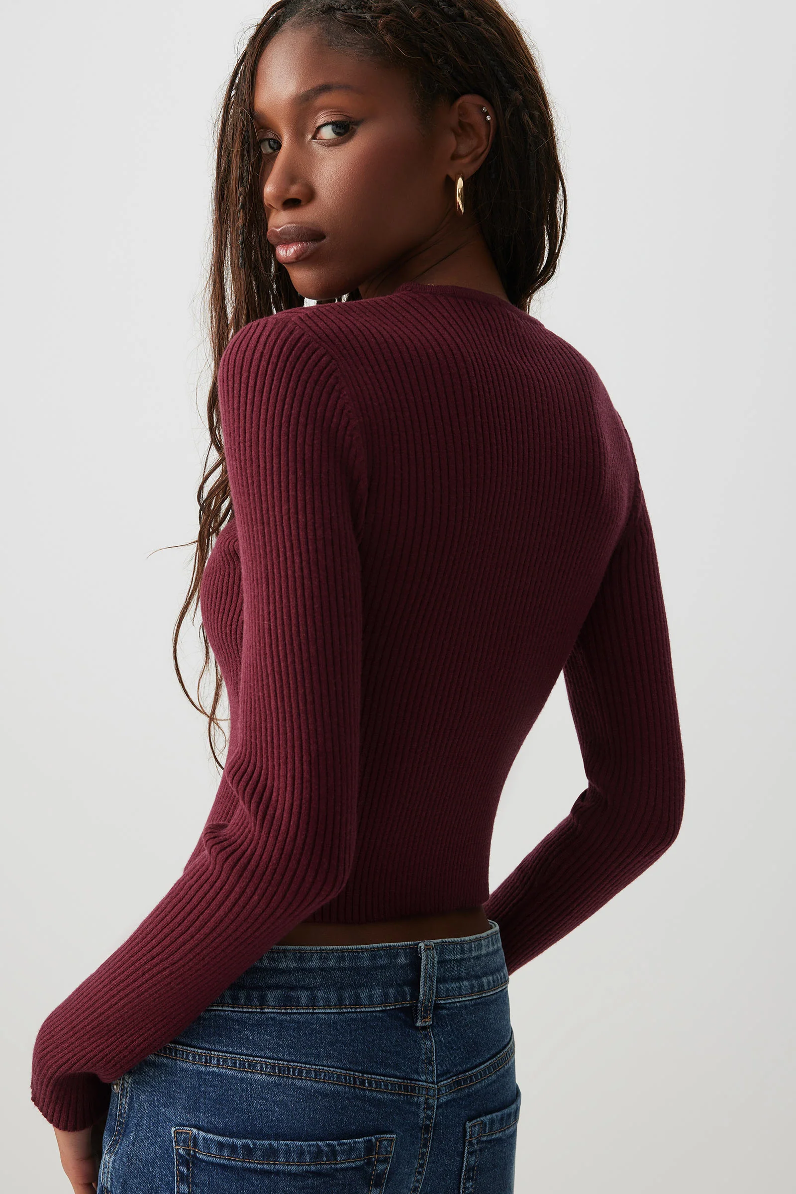 Short Cardigan with Removable Faux Fur Collar - Image 4