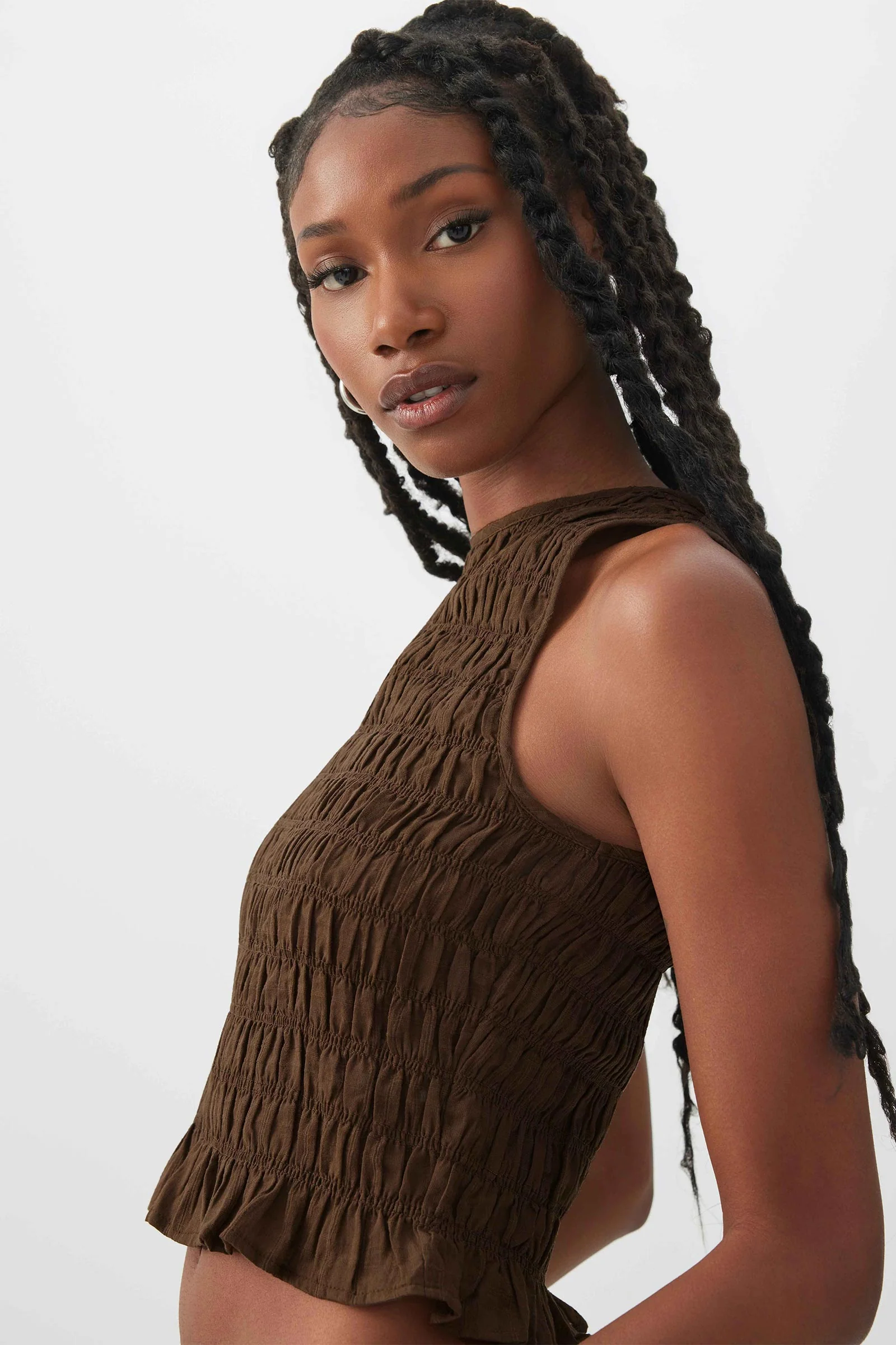 Smocked Crop Tank Top - Image 3