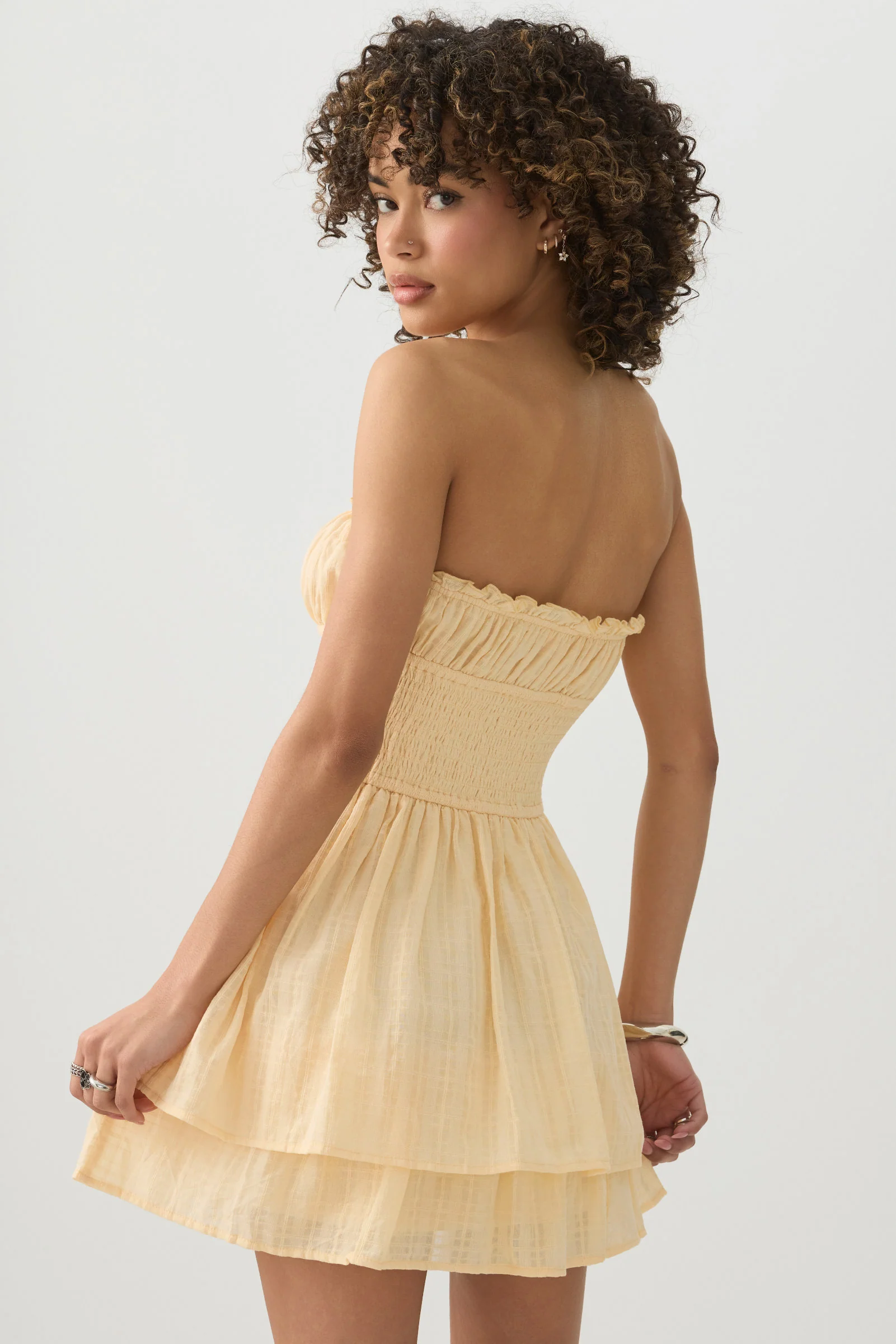Smocked Strapless Mini Dress - Image 5