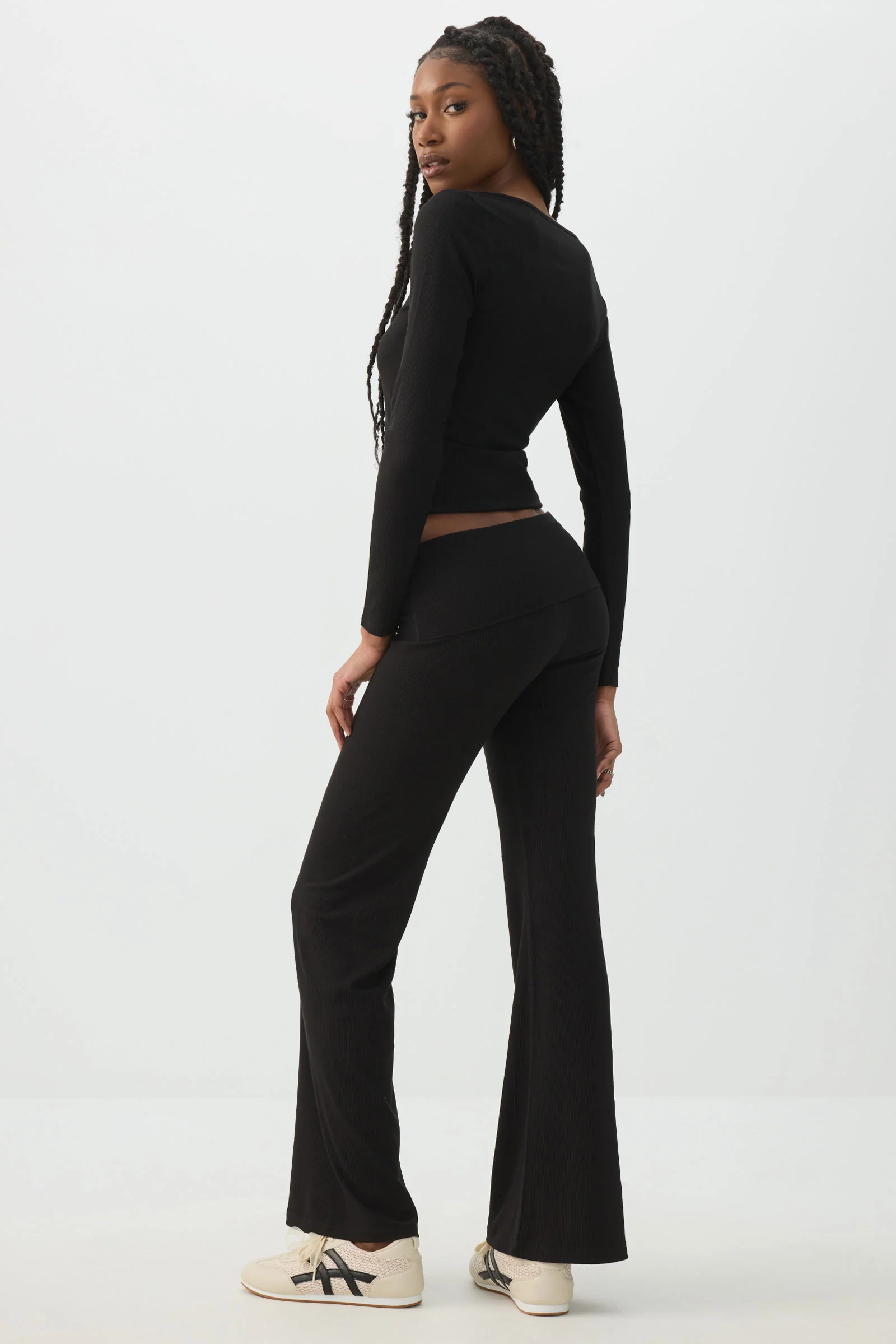Stretch Rib Flare Leggings - Image 4