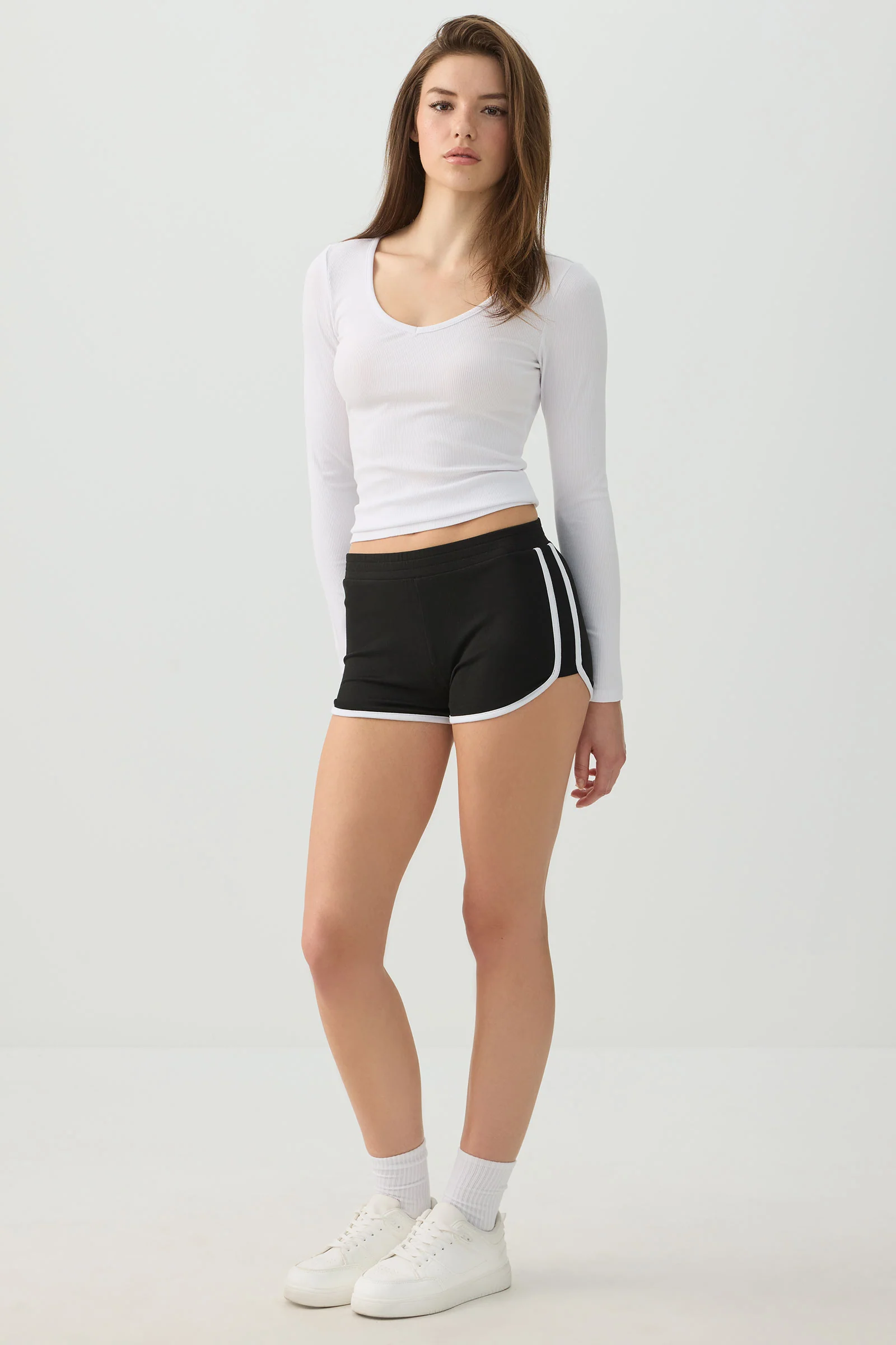 Stretch Rib Scoop Neck Long Sleeve Top - Image 3