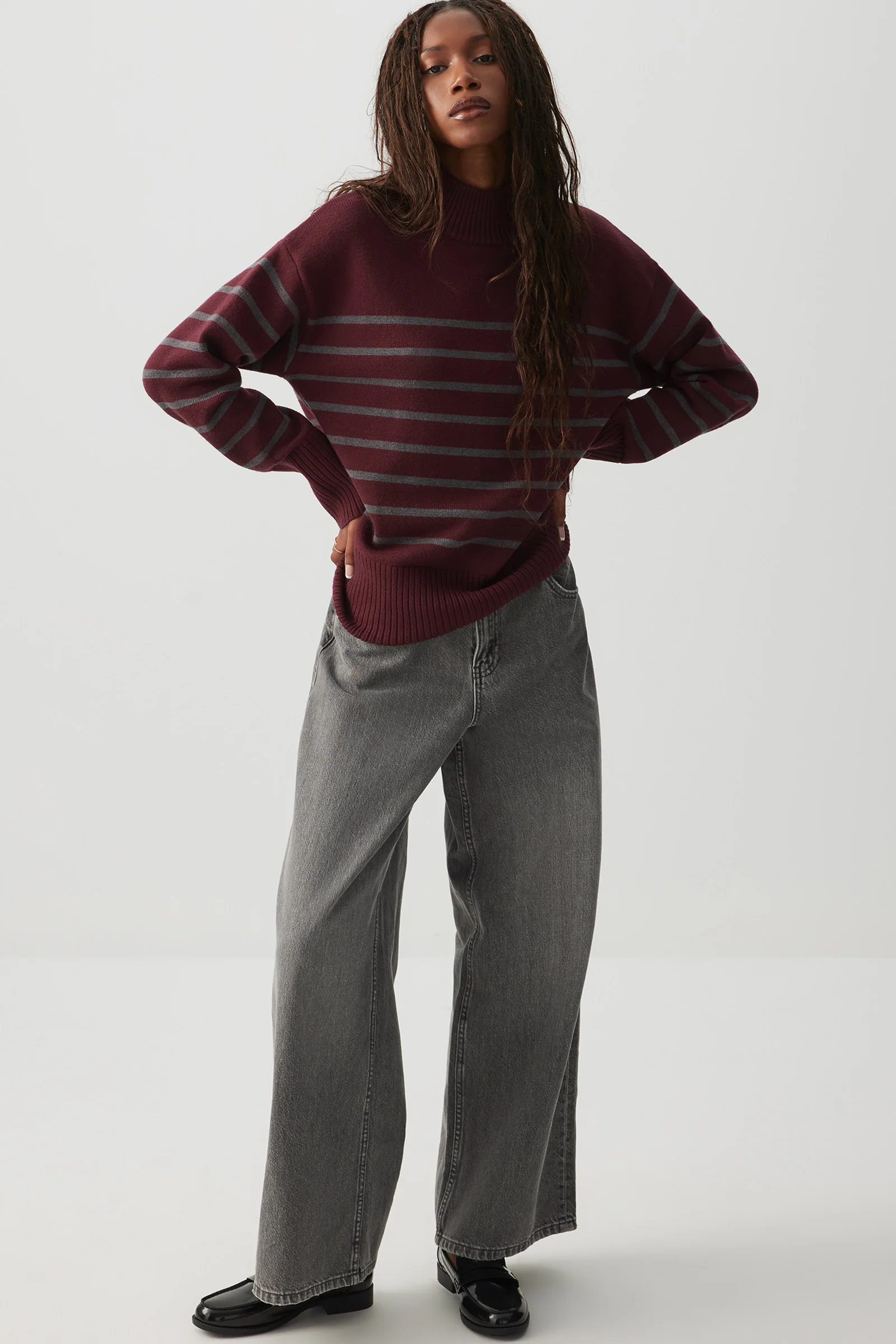 Striped Mock Neck Sweater - Image 3