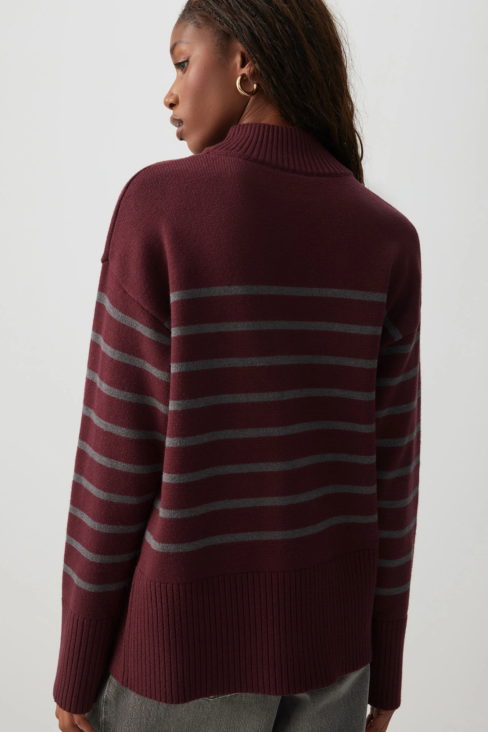 Striped Mock Neck Sweater - Image 4