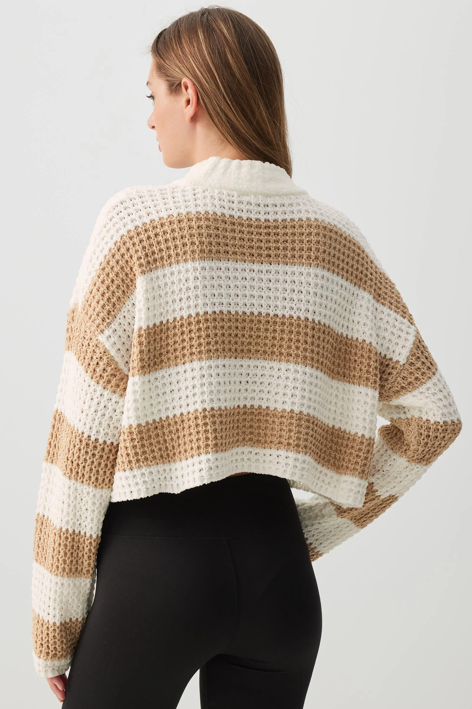 Striped Shaker Stitch Chenille Sweater - Image 4